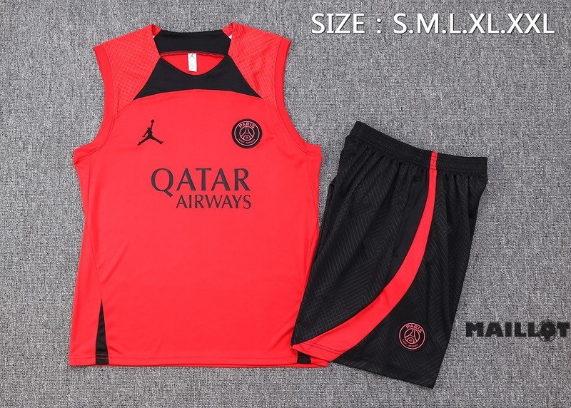 Foot Maillot Pas Cher Entrainement Sans Manches Ensemble Complet Paris Saint Germain 2023 2024 Rouge I Noir
