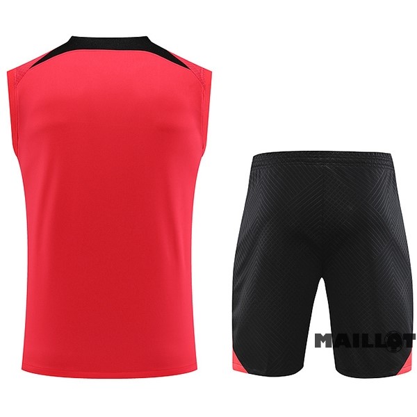 Foot Maillot Pas Cher Entrainement Sans Manches Ensemble Complet Paris Saint Germain 2023 2024 Rouge Noir