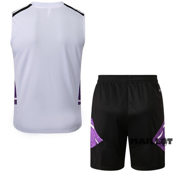 Foot Maillot Pas Cher Entrainement Sans Manches Ensemble Complet Real Madrid 2022 2023 Blanc Purpura Noir