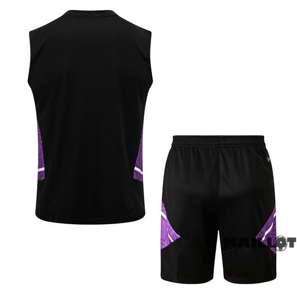 Foot Maillot Pas Cher Entrainement Sans Manches Ensemble Complet Real Madrid 2022 2023 Noir Purpura