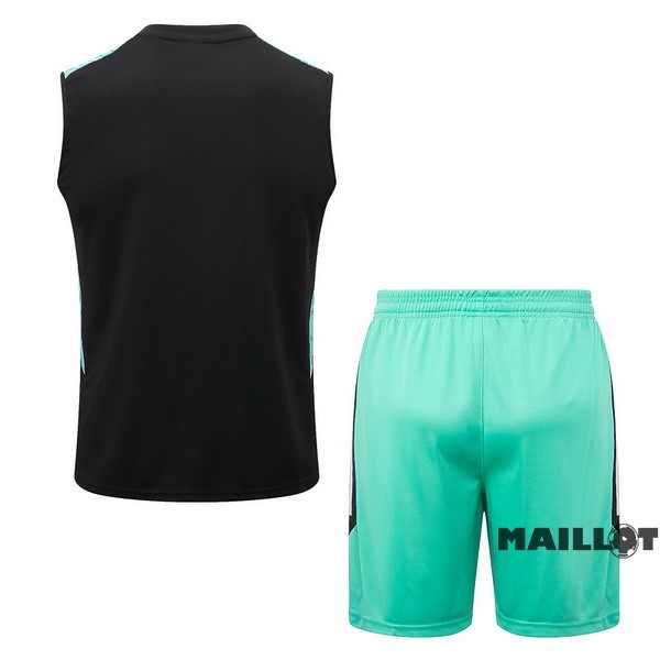 Foot Maillot Pas Cher Entrainement Sans Manches Ensemble Complet Real Madrid 2022 2023 Noir Vert
