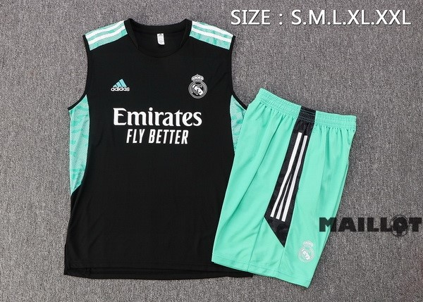Foot Maillot Pas Cher Entrainement Sans Manches Ensemble Complet Real Madrid 2022 2023 Noir Vert