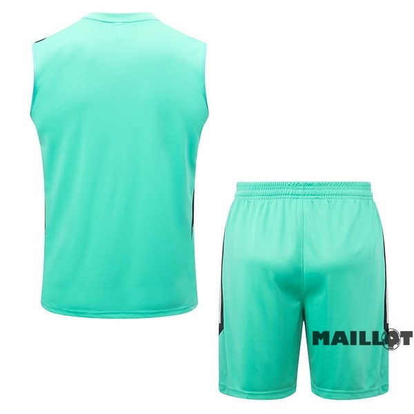 Foot Maillot Pas Cher Entrainement Sans Manches Ensemble Complet Real Madrid 2022 2023 Vert Noir