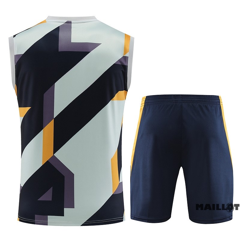 Foot Maillot Pas Cher Entrainement Sans Manches Ensemble Complet Real Madrid 2023 2024 Blanc Purpura I Bleu