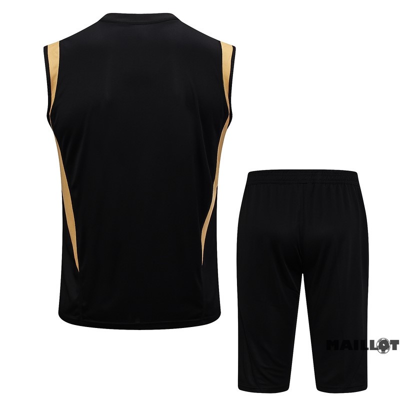 Foot Maillot Pas Cher Entrainement Sans Manches Ensemble Complet Real Madrid 2023 2024 Noir Jaune