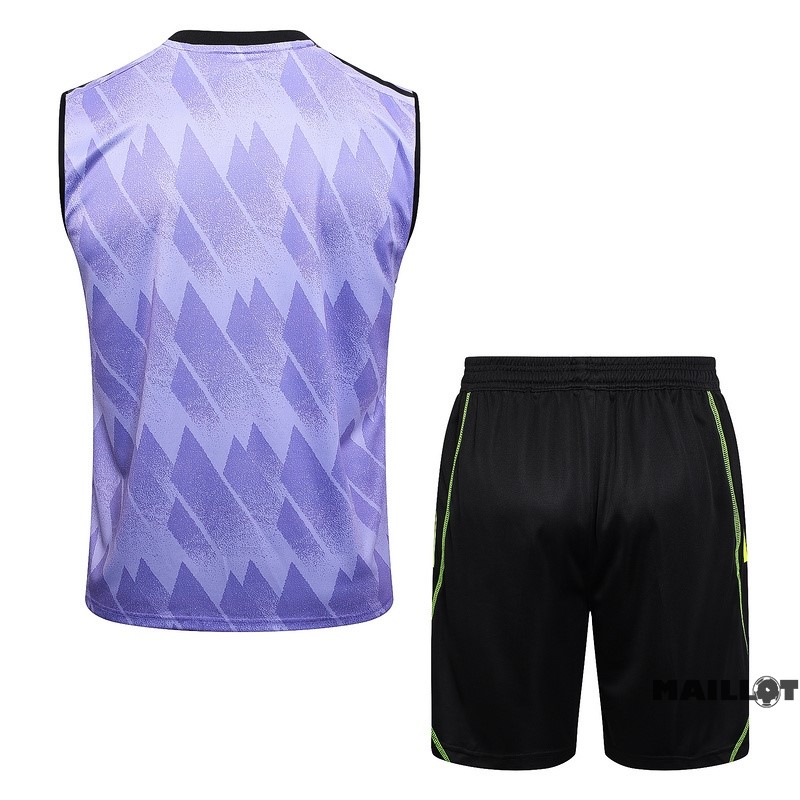 Foot Maillot Pas Cher Entrainement Sans Manches Ensemble Complet Real Madrid 2023 2024 Purpura Noir Vert
