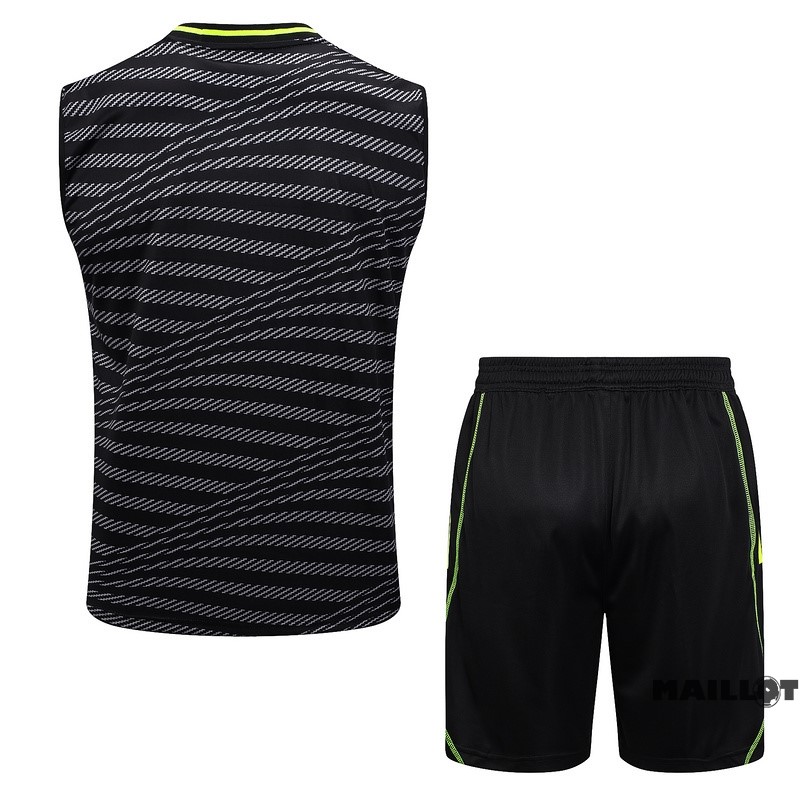 Foot Maillot Pas Cher Entrainement Sans Manches Ensemble Complet Real Madrid 2023 2024 Vert Gris Noir