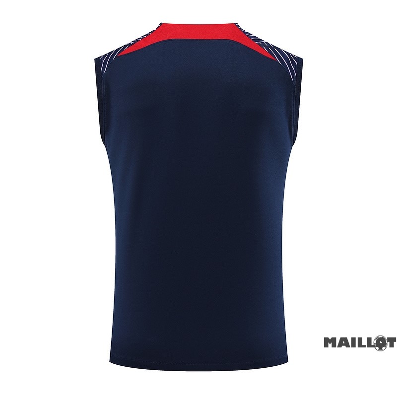Foot Maillot Pas Cher Entrainement Sans Manches Paris Saint Germain 2023 2024 Bleu Rouge Purpura