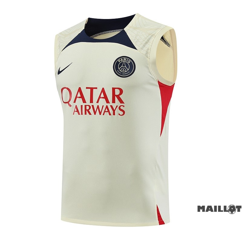Foot Maillot Pas Cher Entrainement Sans Manches Paris Saint Germain 2023 2024 Jaune Bleu