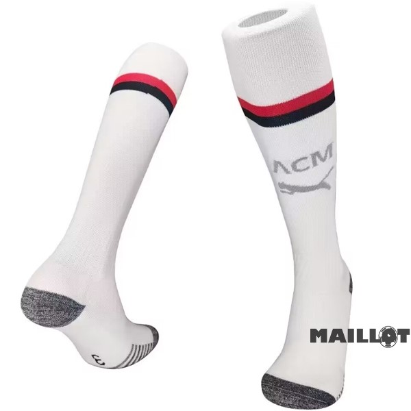 Foot Maillot Pas Cher Exterieur Chaussette Enfant AC Milan 2023 2024 Blanc