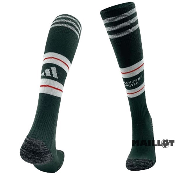 Foot Maillot Pas Cher Exterieur Chaussette Manchester United 2023 2024 Vert
