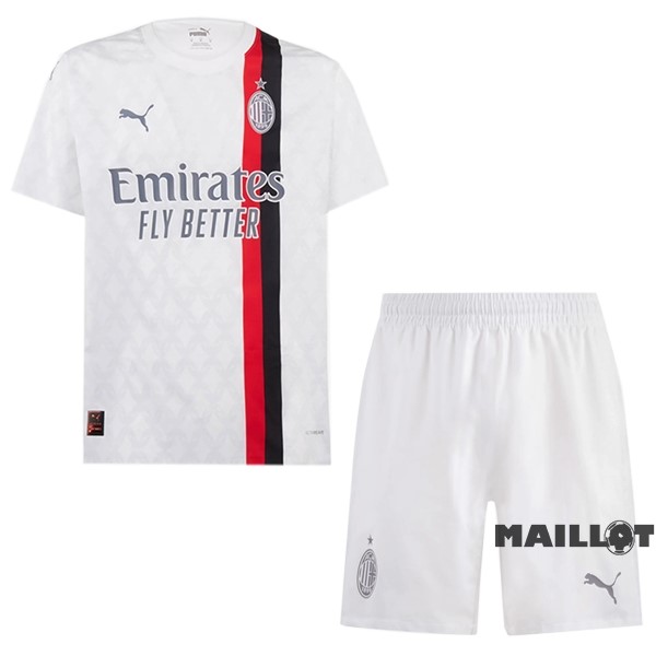 Foot Maillot Pas Cher Exterieur Conjunto De Enfant AC Milan 2023 2024 Blanc