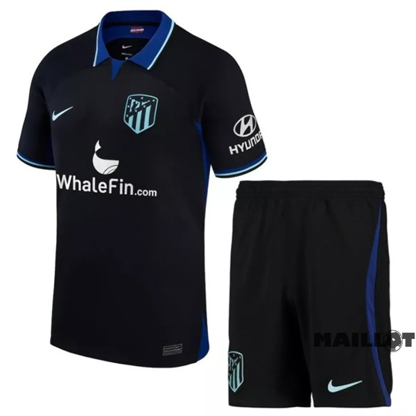 Foot Maillot Pas Cher Exterieur Conjunto De Enfant Atlético Madrid 2022 2023 Noir