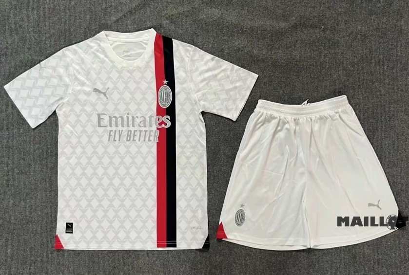 Foot Maillot Pas Cher Exterieur Conjunto De Homme AC Milan 2023 2024 Blanc
