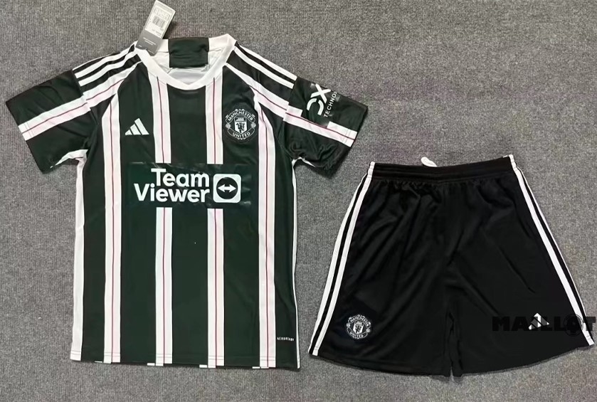 Foot Maillot Pas Cher Exterieur Conjunto De Homme Manchester United 2023 2024 Vert
