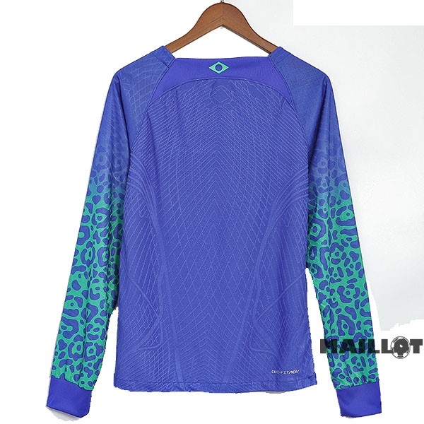 Foot Maillot Pas Cher Exterieur Joueurs Manches Longues Brésil 2022 Bleu