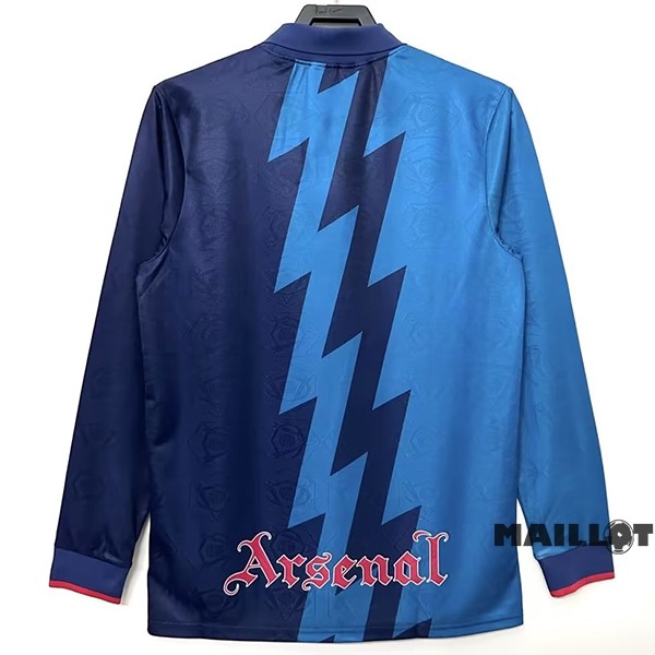 Foot Maillot Pas Cher Exterieur Manches Longues Arsenal Retro 1995 1996 Bleu