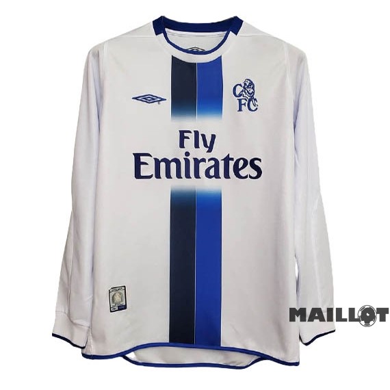 Foot Maillot Pas Cher Exterieur Manches Longues Chelsea Retro 2003 2005 Blanc