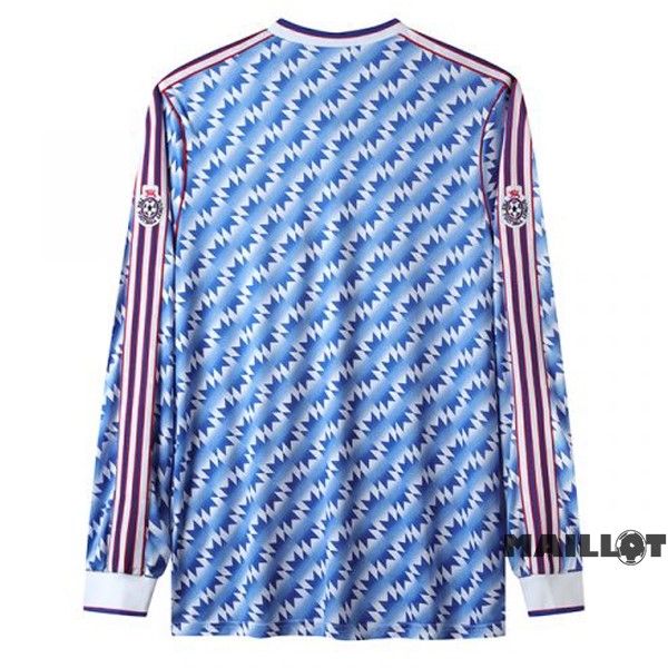 Foot Maillot Pas Cher Exterieur Manches Longues Manchester United Retro 1992 Bleu