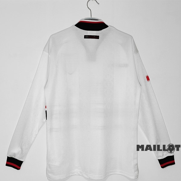 Foot Maillot Pas Cher Exterieur Manches Longues Manchester United Retro 1998 1999 Blanc