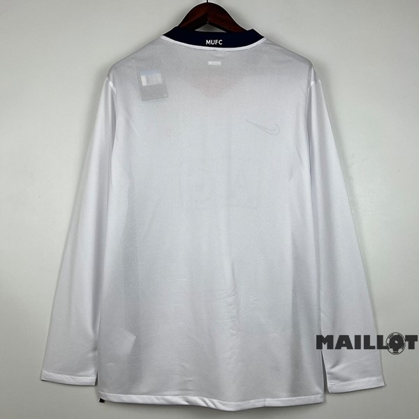 Foot Maillot Pas Cher Exterieur Manches Longues Manchester United Retro 2007 2008 Blanc