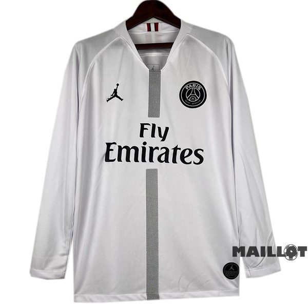 Foot Maillot Pas Cher Exterieur Manches Longues Paris Saint Germain Retro 2018 2019 Blanc