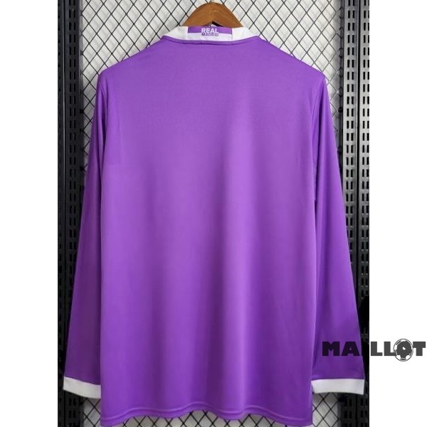 Foot Maillot Pas Cher Exterieur Manches Longues Real Madrid Retro 2016 2017 I Purpura