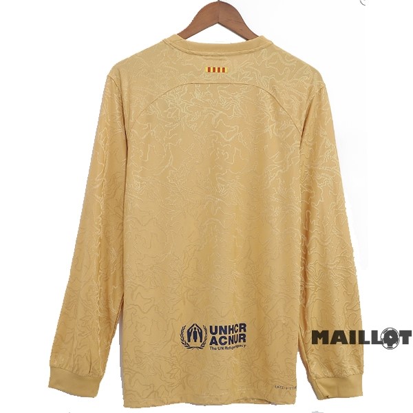 Foot Maillot Pas Cher Exterieur Thailande Manches Longues Joueurs Barcelona 2022 2023 Jaune
