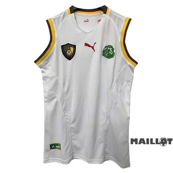 Foot Maillot Pas Cher Maillot Sans Manches Cameroun Retro 2002 Blanc