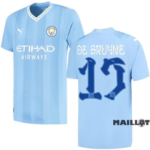 Foot Maillot Pas Cher NO.17 De Bruyne Domicile Maillot Manchester City 2023 2024 Bleu