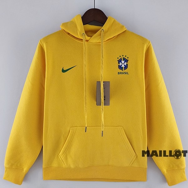 Foot Maillot Pas Cher Sudaderas Con Capucha Brésil 2022 Jaune