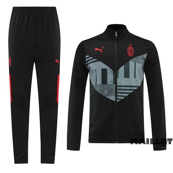 Foot Maillot Pas Cher Survêtements AC Milan 2022 2023 Noir Gris