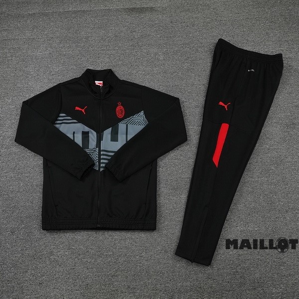 Foot Maillot Pas Cher Survêtements AC Milan 2022 2023 Noir Gris