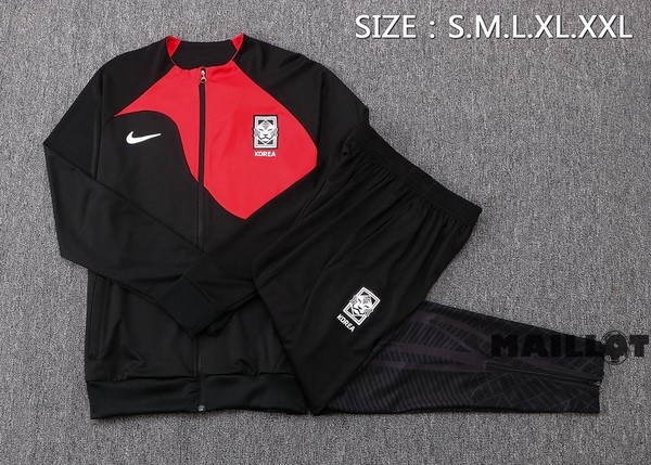Foot Maillot Pas Cher Survêtements Corée 2022 Noir II Rouge