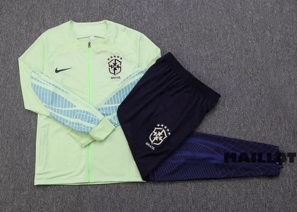 Foot Maillot Pas Cher Survêtements Enfant Brésil 2022 Vert Clair