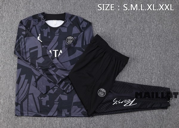 Foot Maillot Pas Cher Survêtements Enfant Paris Saint Germain 2022 2023 Gris Noir