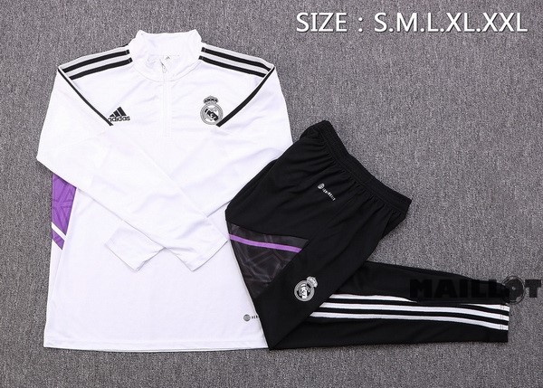 Foot Maillot Pas Cher Survêtements Enfant Real Madrid 2022 2023 Blanc III Noir