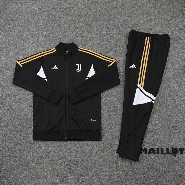 Foot Maillot Pas Cher Survêtements Juventus 2022 2023 Noir Blanc Jaune