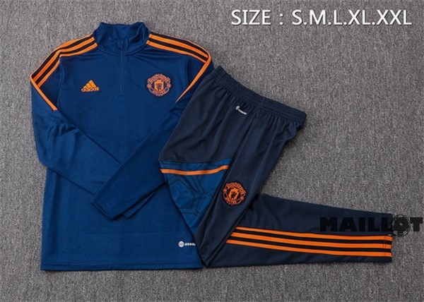 Foot Maillot Pas Cher Survêtements Manchester United 2022 2023 Bleu Orange