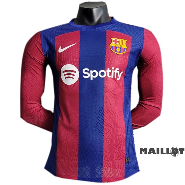 Foot Maillot Pas Cher Thailande Domicile Joueurs Manches Longues Barcelona 2023 2024 Bleu