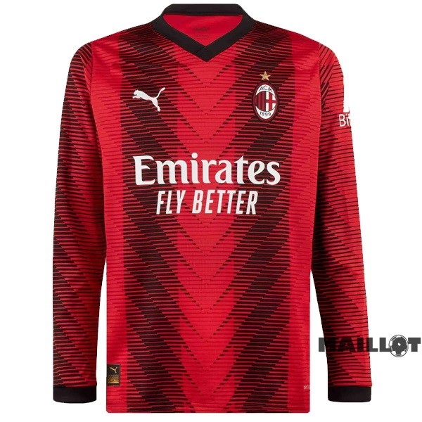 Foot Maillot Pas Cher Thailande Domicile Maillot Manches Longues AC Milan 2023 2024 Rouge
