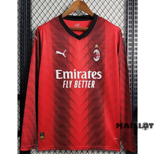 Foot Maillot Pas Cher Thailande Domicile Maillot Manches Longues AC Milan 2023 2024 Rouge