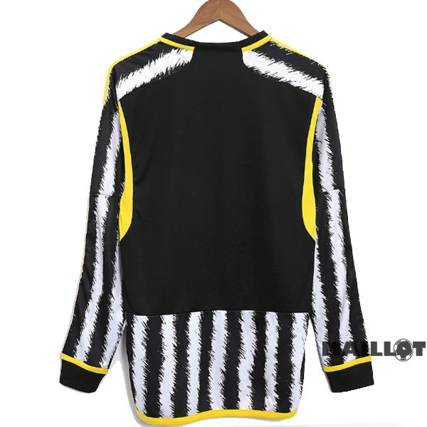 Foot Maillot Pas Cher Thailande Domicile Manches Longues Juventus 2023 2024 Jaune Noir