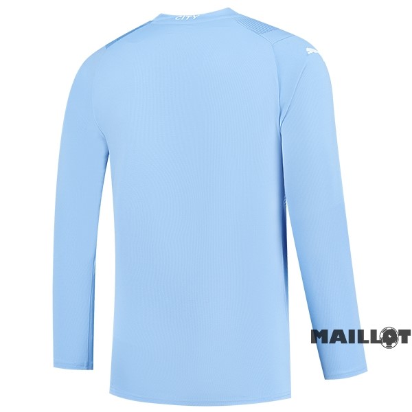 Foot Maillot Pas Cher Thailande Domicile Manches Longues Manchester City 2023 2024 Bleu