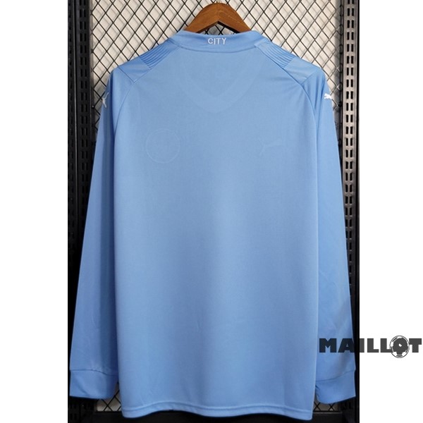 Foot Maillot Pas Cher Thailande Domicile Manches Longues Manchester City 2023 2024 Bleu