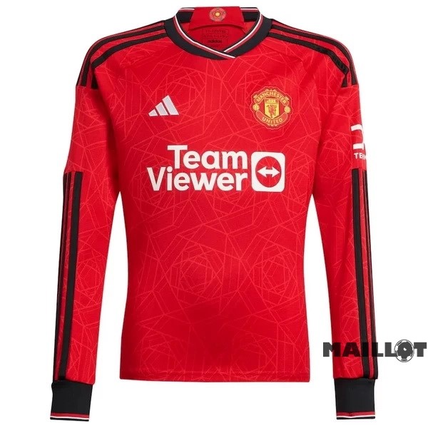 Foot Maillot Pas Cher Thailande Domicile Manches Longues Manchester United 2023 2024 Rouge