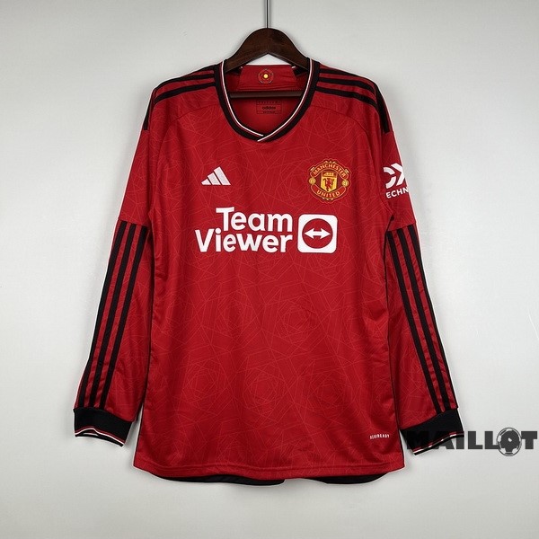 Foot Maillot Pas Cher Thailande Domicile Manches Longues Manchester United 2023 2024 Rouge