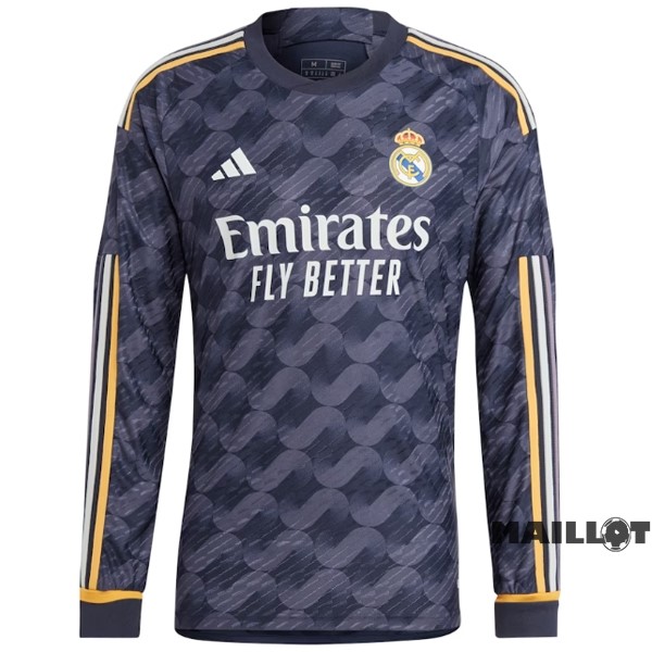 Foot Maillot Pas Cher Thailande Exterieur Joueurs Manches Longues Real Madrid 2023 2024 Gris