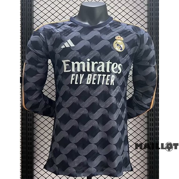Foot Maillot Pas Cher Thailande Exterieur Joueurs Manches Longues Real Madrid 2023 2024 Gris