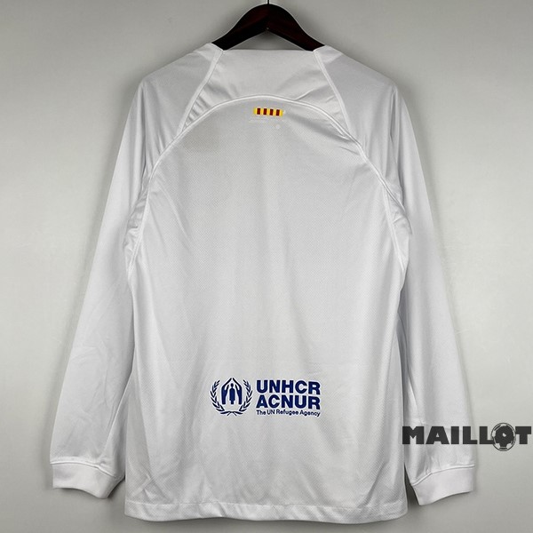Foot Maillot Pas Cher Thailande Exterieur Maillot Manches Longues Barcelona 2023 2024 Blanc